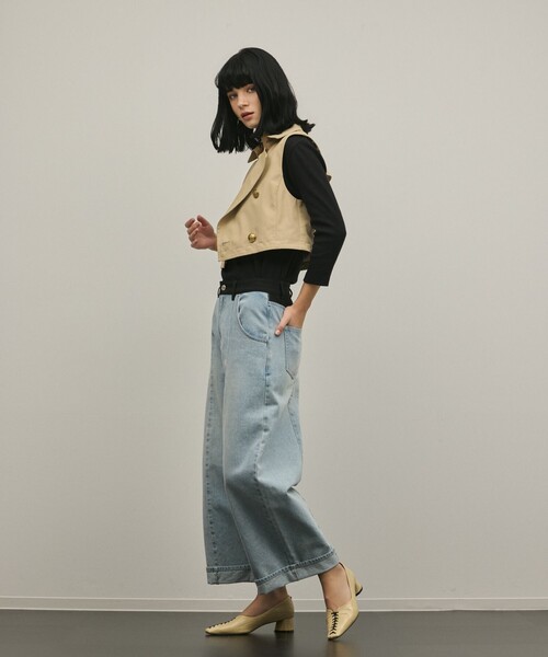 ワイドパンツ パンツ クロップトバレルパンツ レディースの画像