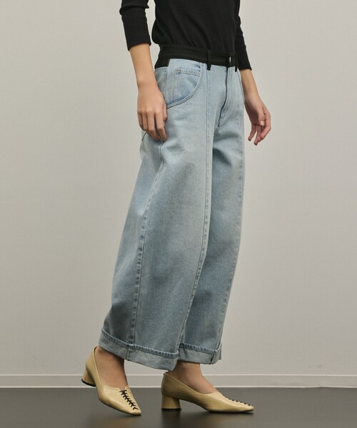 ワイドパンツ パンツ クロップトバレルパンツ レディースの画像