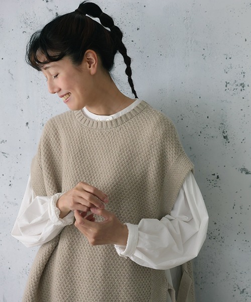 「soulberry」 半袖ニット LL ベージュ レディース_画像3