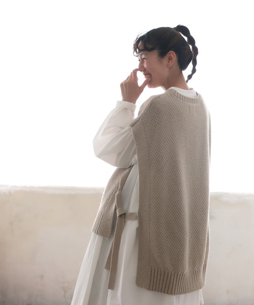 「soulberry」 半袖ニット LL ベージュ レディース_画像6