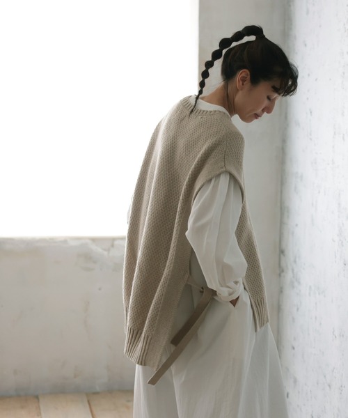 「soulberry」 半袖ニット LL ベージュ レディース_画像7