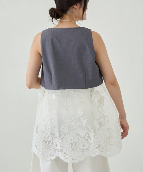 IENA LA BOUCLE（イエナラブークル） ベスト ジレ チュールレース