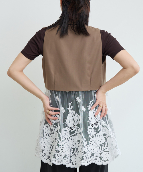 IENA LA BOUCLE（イエナラブークル） ベスト ジレ チュールレース