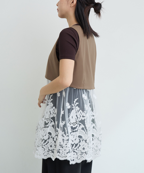 IENA LA BOUCLE（イエナラブークル） ベスト ジレ チュールレース