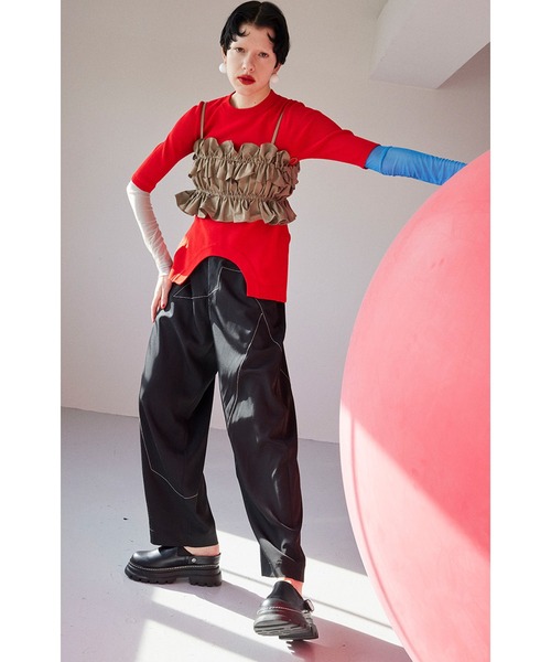 「OMMO」 スラックス MEDIUM グリーン レディースの画像