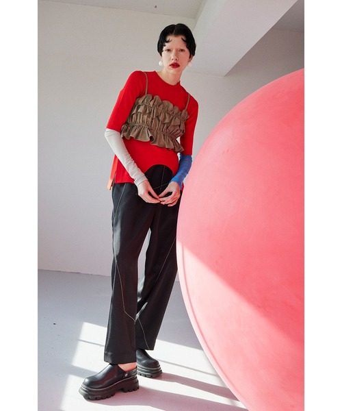 「OMMO」 スラックス MEDIUM グリーン レディースの画像