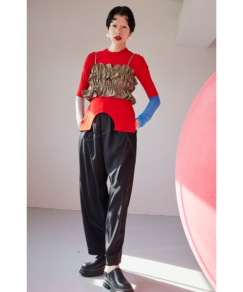 「OMMO」 スラックス MEDIUM グリーン レディースの画像