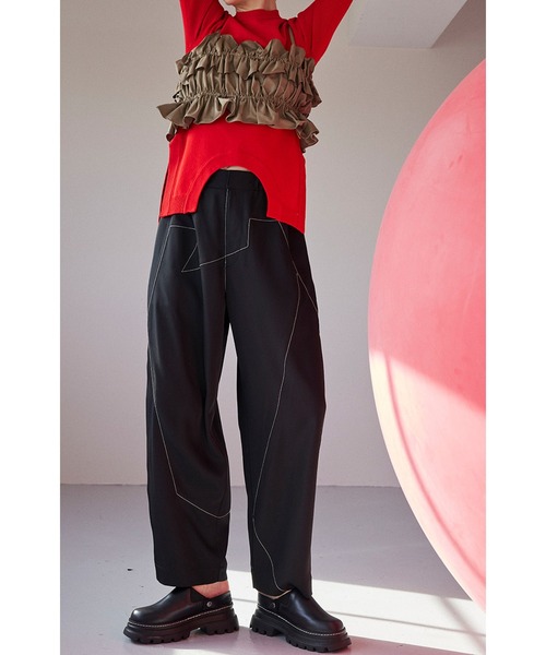「OMMO」 スラックス MEDIUM グリーン レディースの画像