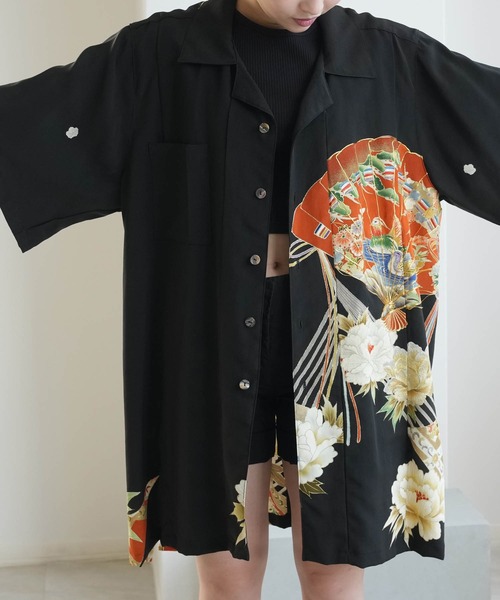 ブラウス シャツ 着物リメイク maison utatane シャツ/ブラウス 扇影の華 レディース メンズの画像