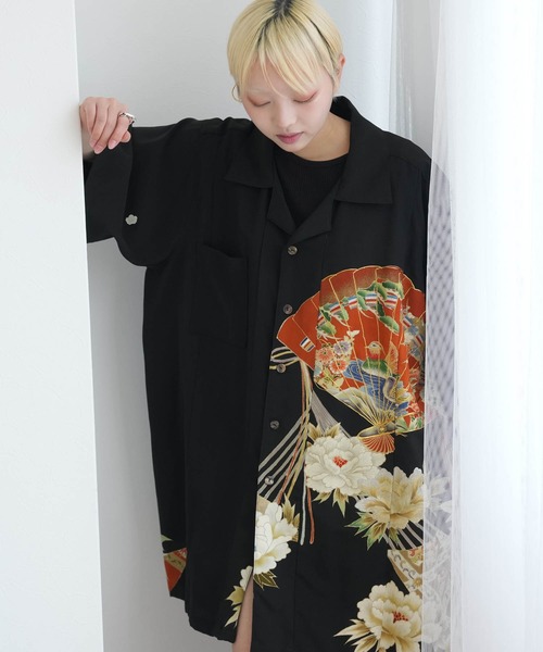 ブラウス シャツ 着物リメイク maison utatane シャツ/ブラウス 扇影の華 レディース メンズの画像