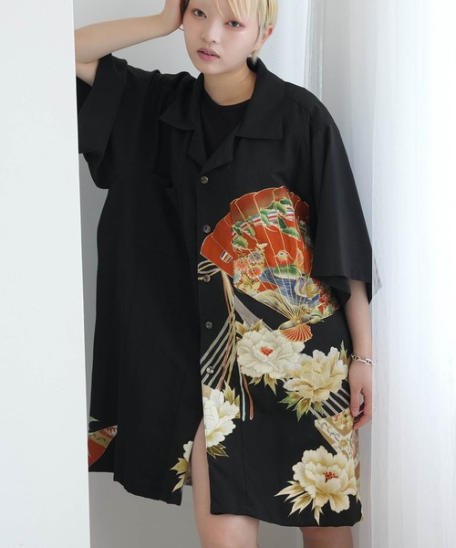 ブラウス シャツ 着物リメイク maison utatane シャツ/ブラウス 扇影の華 レディース メンズの画像