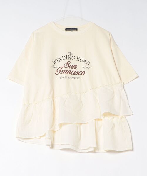 Right-on（ライトオン） tシャツ 半袖 ピグメント加工切替ロゴTシャツ