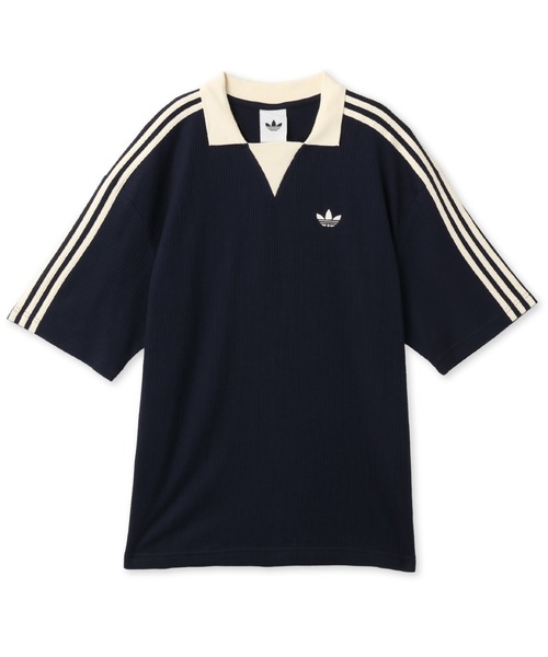 アディダス　 ワッフル　ポロ 半袖　ショートスリーブ　L ネイビー adidas（アディダス） ポロシャツ 半袖 adidas WAFFLE JERSEY