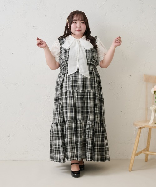 Louiosy 肩フリルティアードキャミワンピース Louiosy（ルオシー） ワンピース 「Louiosy」「大きいサイズ」肩フリル