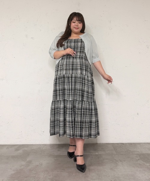 Louiosy 肩フリルティアードキャミワンピース Louiosy（ルオシー） ワンピース 「Louiosy」「大きいサイズ」肩フリル