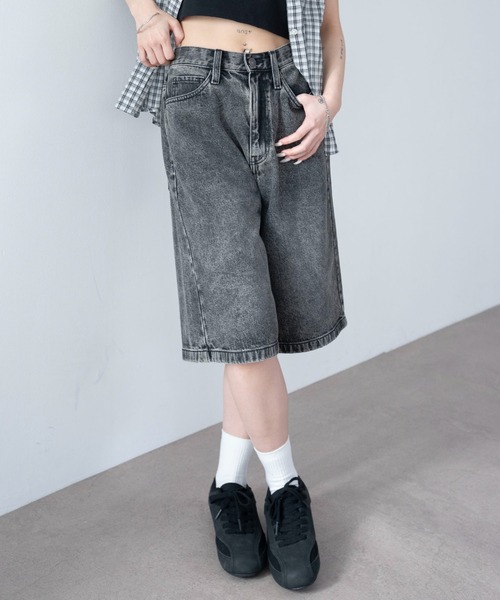 「WEGO」 デニムハーフパンツ MEDIUM ライトインディゴブルー レディース_画像2