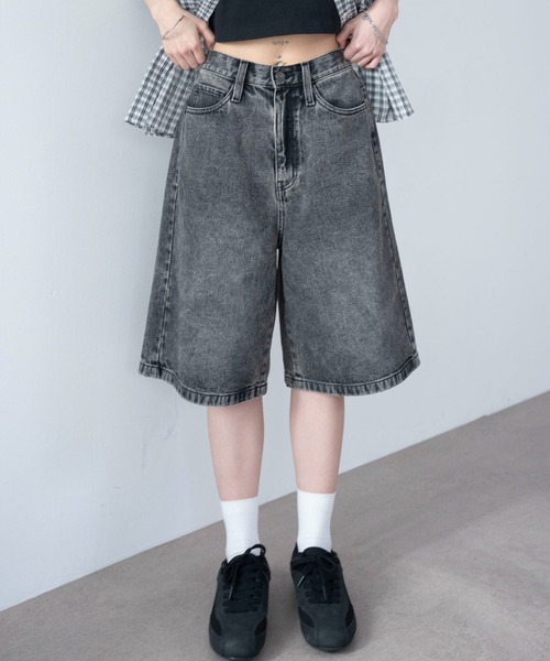 「WEGO」 デニムハーフパンツ MEDIUM ライトインディゴブルー レディース_画像3