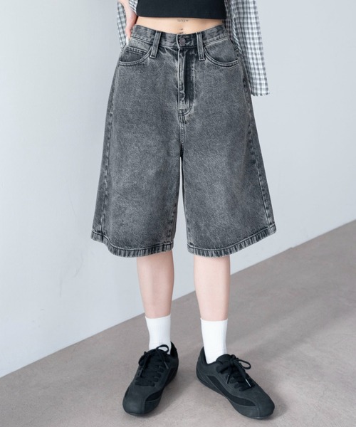 「WEGO」 デニムハーフパンツ MEDIUM ライトインディゴブルー レディース_画像7