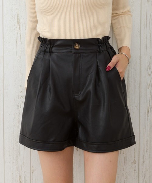 SpRay（スプレイ） パンツ フェイクレザーショートパンツ レディース