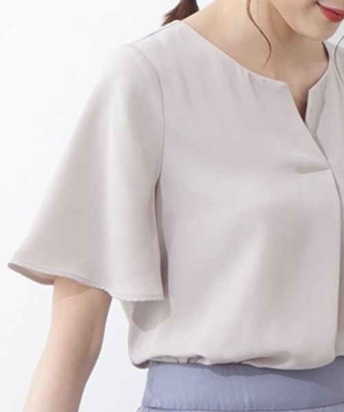 マルチサイズ ブラウス シャツ サテンダブルクロス半袖 レディース NATURAL BEAUTY BASIC マルチサイズ ブラウス シャツ サテン