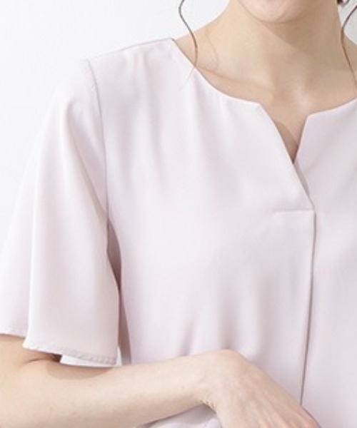 マルチサイズ ブラウス シャツ サテンダブルクロス半袖 レディース NATURAL BEAUTY BASIC マルチサイズ ブラウス シャツ サテン