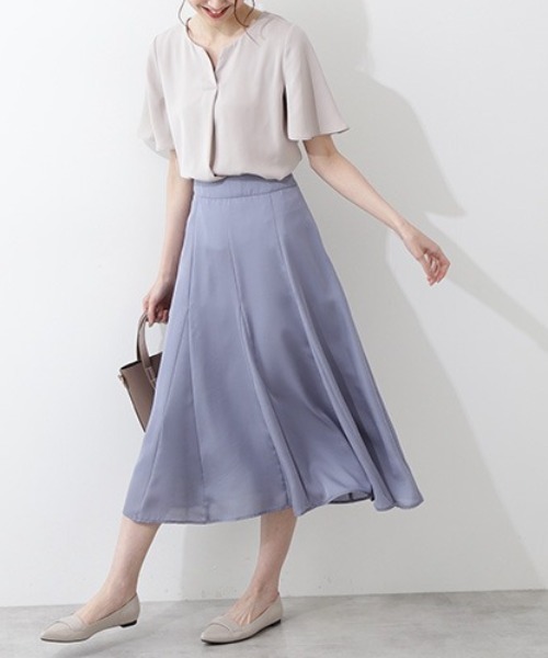 「NATURAL BEAUTY BASIC」 半袖ブラウス MEDIUM ブルー系その他 レディース N.（N. Natural Beauty Basic）（エヌエヌナチュラル
