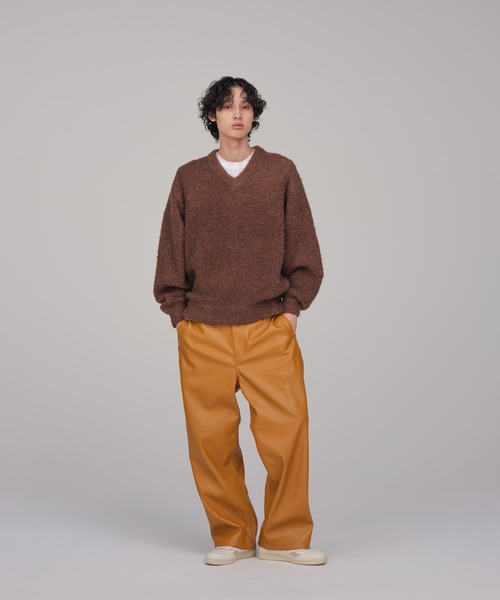 ADAM ET ROPE アダムエロペ YAK100%ブラウンVネックニット ADAM ET ROPE'（アダムエロペ） セーター ニット 「WEB限定」Vネック