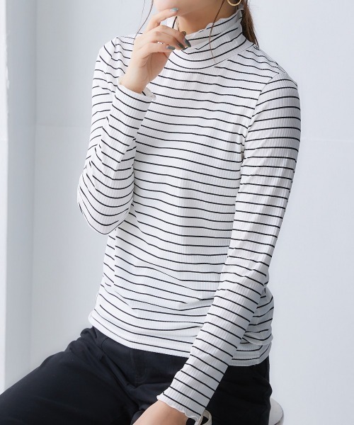 ニッセン（nissen） tシャツ 細リブハイネックカットソートップス