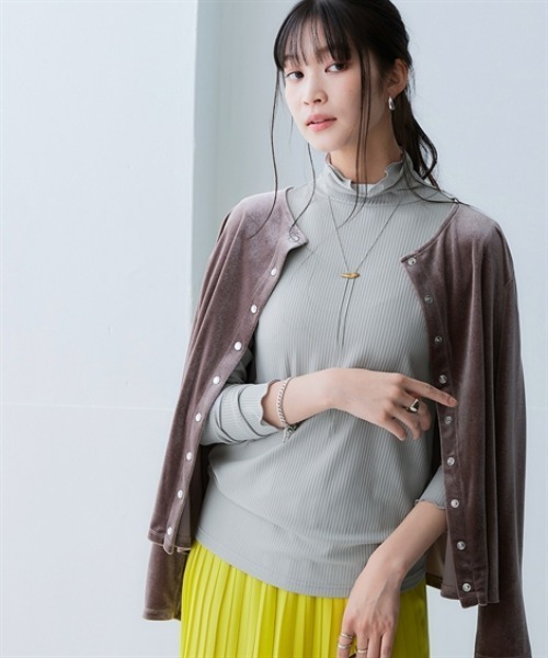 ニッセン(nissen) tシャツ 細リブハイネックカットソートップス ニッセン(nissen) tシャツ 細リブハイネックカットソートップス