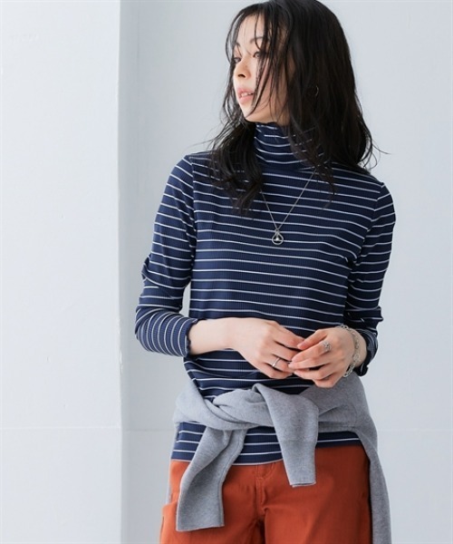 ニッセン(nissen) tシャツ 細リブハイネックカットソートップス ニッセン(nissen) tシャツ 細リブハイネックカットソートップス