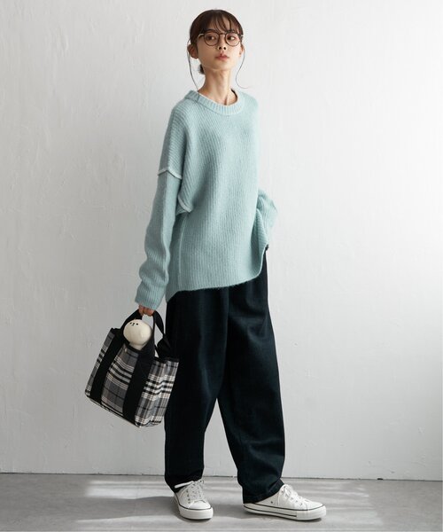 LBC ニット セーター 配色ステッチ畦ニットプルオーバー