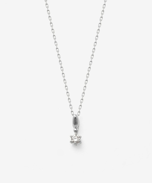 エステール K10 ホワイトゴールド 1粒 ダイヤモンド ネックレス シルバー ESTELLE ネックレス K10 ホワイトゴールド ダイヤモンド ESTELLE