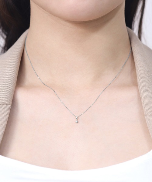 エステール K10 ホワイトゴールド 1粒 ダイヤモンド ネックレス シルバー ESTELLE ネックレス K10 ホワイトゴールド ダイヤモンド ESTELLE