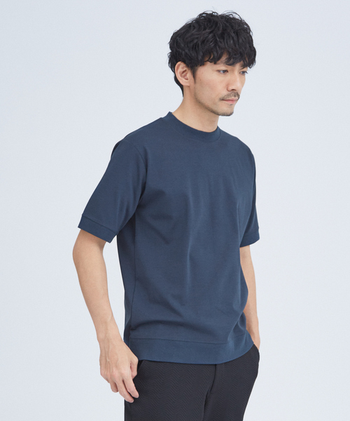 ABAHOUSE GRAY tシャツ 「リブ付」シルケット ポンチ 半袖 Tシャツ