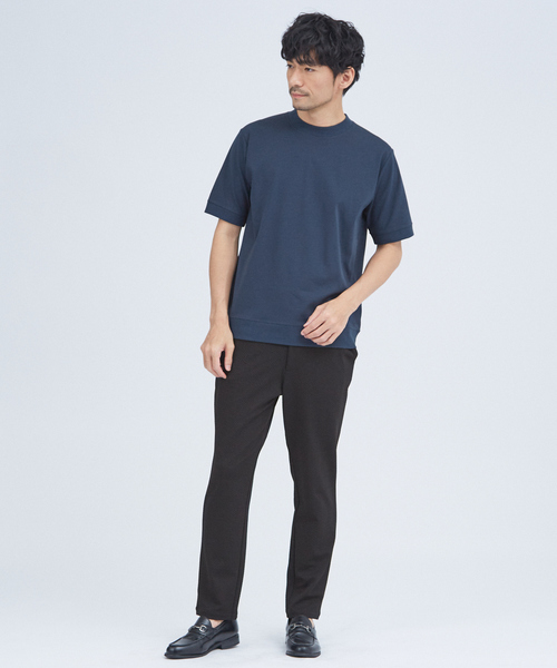 ABAHOUSE GRAY tシャツ 「リブ付」シルケット ポンチ 半袖 Tシャツ