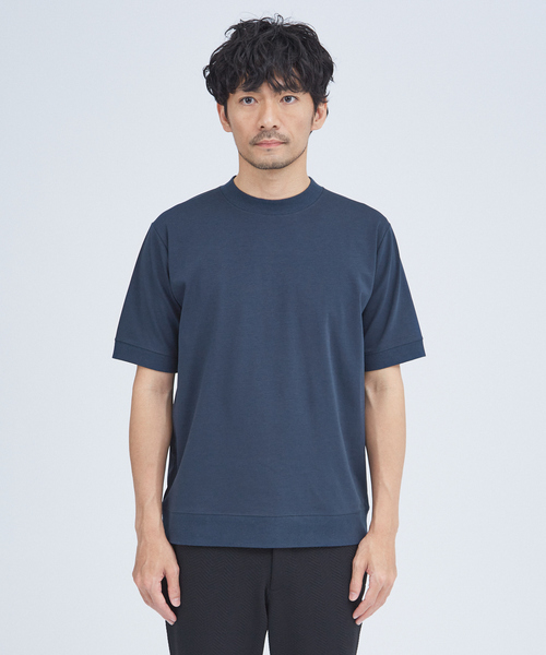 ABAHOUSE GRAY tシャツ 「リブ付」シルケット ポンチ 半袖 Tシャツ