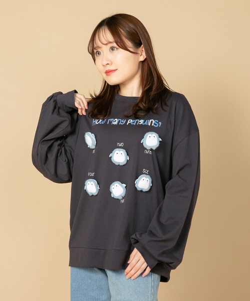 tシャツ 「LIVERY/ライブリー」　クマネコまみロンT　アニマルシリーズ レディース LB/S tシャツ 「LIVERY/ライブリー」 クマネコまみロンT