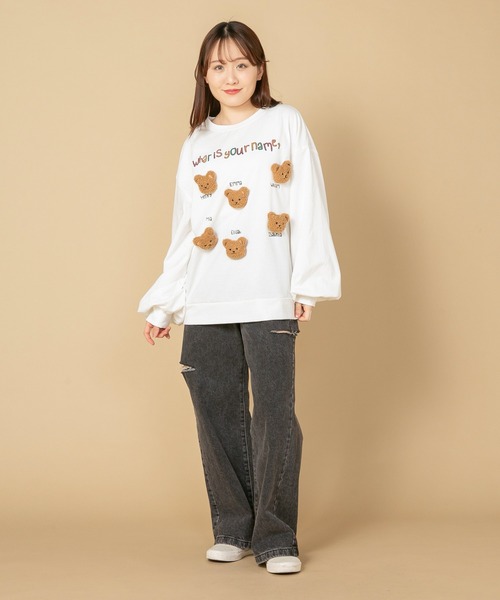 tシャツ 「LIVERY/ライブリー」　クマネコまみロンT　アニマルシリーズ レディース LB/S tシャツ 「LIVERY/ライブリー」 クマネコまみロンT