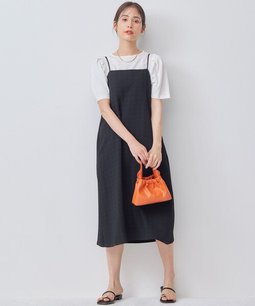 tシャツ 「洗える・接触冷感」タックスリーブポンチ カットソー レディース 組曲 tシャツ 「洗える・接触冷感」タックスリーブポンチ