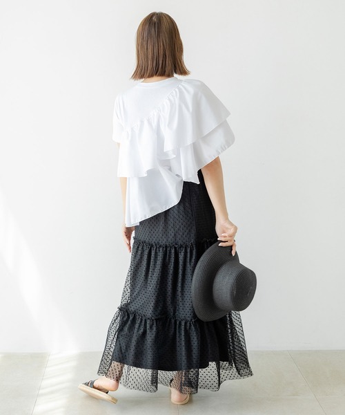 tシャツ 「追加」アシンメトリーフリルTEE レディース ANGIE tシャツ アシンメトリー フリルTEE レディース : ZOZOTOWN