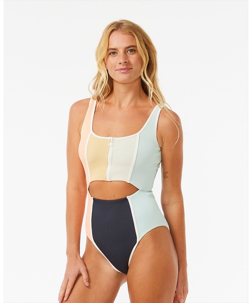 ZAFUL 数量限定 リブ ワンピース 水着 カットアウト 送関税込 シードレス SEA DRESS 太リブニットデザインワンピース/水着