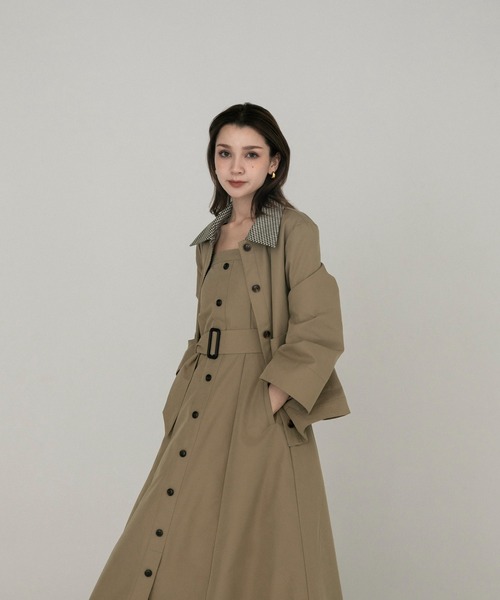 RANCLIC トレンチコート コート checkered collar trench jacket「RC 