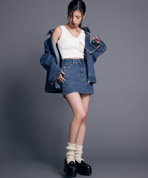 SOMETHING デニムスカート SOMETHING×mk PANEL MINI SKIRT