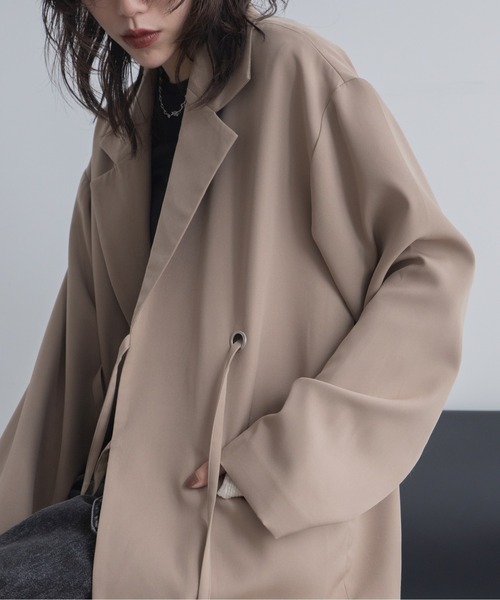 連休セール！　美品　素敵な藍染めジャケット(AKAI RIBON)L~XL フロントホックVカラージャケット《セットアップ着用可