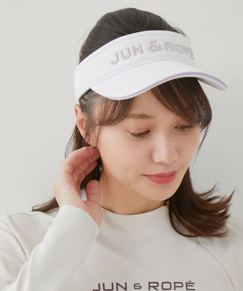 新品❤️緑の刺繍ロゴバイザー JUN&ROPE' サンバイザー 立体刺繍ロゴバイザー レディース