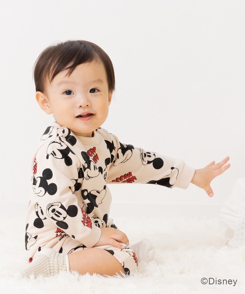 Disney ベビー服 ロンパース ミッキーマウス 裏毛カバーオール