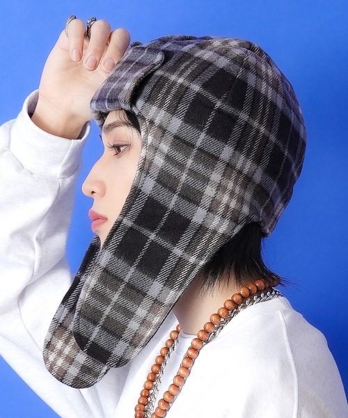 キャップ 帽子 an meets zakka チェック柄フライトキャップ メンズ