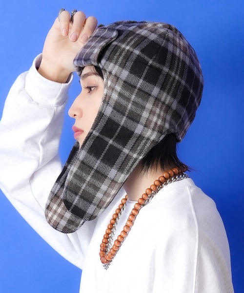 キャップ 帽子 an meets zakka チェック柄フライトキャップ メンズ