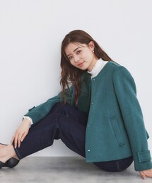 Vin ヴァン ウールミックス ノーカラーコート アウター ショート丈 index ノーカラーコート コート 「5color/XS-LLsize」ウール混