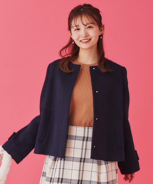 index ノーカラーコート コート 「5color/XS-LLsize」ウール混